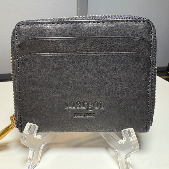 Margot New York Dana Small Zip Around Black Genuine Leather Wallet- - Picture 1 of 9